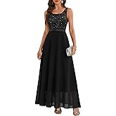 BeryLove Sequin Formal Dress for Woman A Line Lace Prom Dresses Sleeveless Cocktail Maxi Gowns