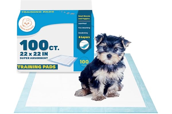 Fluffy Ventures Puppy Pads 22" x 22" - 100 Count Dog Pee Pads, 6-Layer Leak-Proof, Quick Dry Puppy Training Pads for Dogs and