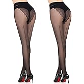 MANZI Sheer Backseam Tights Seamed Nylon Pantyhose for Women 20 Denier