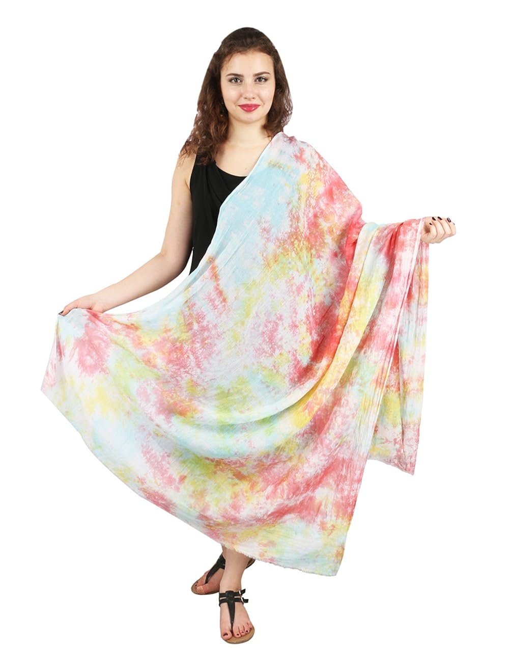 anuze fashions bright summer colour tie dye scarves & stole