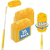 Duster Refills for Swiffer 20 Counts, 360 Degree Heavy Duty Dusting Kit with 1 Extendable Handle + 1 Short Handle, Multi-Surf