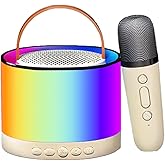 Mini Karaoke Machine with Wireless Microphone, Portable 5.3 Speaker, 3W Output, 52mm Driver, LED Lights, Portable Singing System for Kids, Adults, Parties & Travel