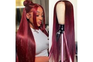 UNANCY 99J Burgundy Lace Front Wigs Human Hair Pre PluckedHairline Glueless 180% Density 13×4 HD Transparent Wigs for Women Human Hair with Baby Hair Wine Red Colored (24 inch, 99j)
