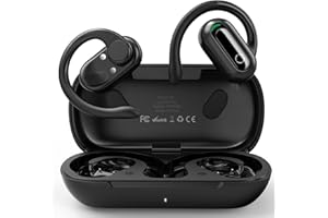 AHEYE Open Ear Headphones Bluetooth 5.3 Wireless Earbuds for iPhone & Android, Wireless Open Ear Earbuds with Rotatable Earhooks, Deep Bass, IPX7 Waterproof Earphones for Sports, Workouts, Running, Cycling