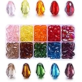 Teardrop Glass Beads for Suncatcher, Lucky Goddness 200pcs 8x11 mm Faceted Straight Vertical Hole AB Rainbow Colorful Crystal Spacer Beads Assortment,Wholesale for DIY Handcrafted Bracelet Necklace