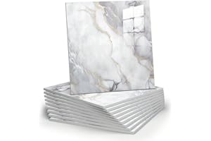 Chejiaye 10pcs Marble Peel and Stick Backsplash Waterproof Washroom Wall Panels, Peel and Stick Tile, PVC Foam Wall Panels for Kitchen,Bathroom,Living Room,Colorful (Not Real Tile,11.8" x 11.8")