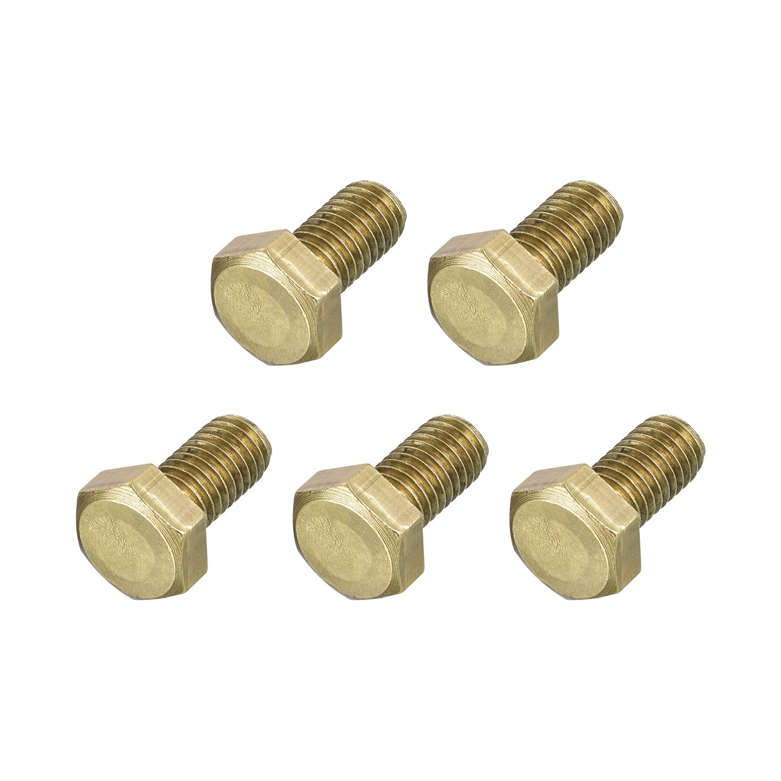 METALLIXITY Hex Head Screw Bolt (M8-1.25x16mm) 5Pcs, Brass Fully Threaded Solid Brass Hex Bolts Machine Screws - for Machinery Repair