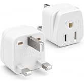 UK Adapters for Travel, US to UK Plug Adapter, 2 Pack UK Travel Adaptor | Type G Adapter for Travel, UK Adapter Grounded, for United Kingdom Hong Kong Bahrain, White