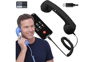 Retro Phone Handset for iPhone 5 to 17 with Adapter, for Android Type-C Vintage Wired Plug-in Handheld Cell Phone Receiver wi