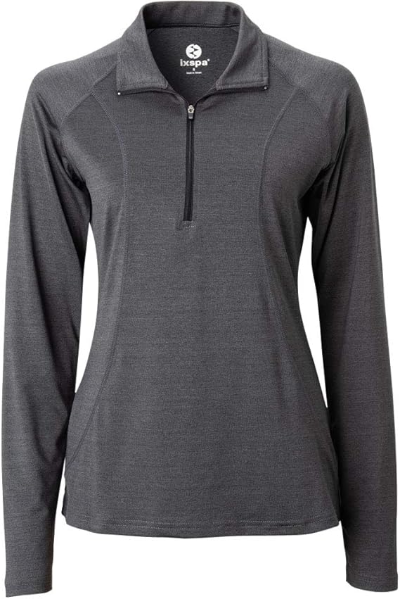 ixspa Women's Dry Fit Performance 1/4 Zip Golf Pullover Charcoal L at