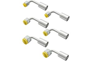 BTROVIA 6PCS Air Conditioning #6#8#10 Sliver AC Fitting Set Fits For Female Oring Beadlock (90 Degree)
