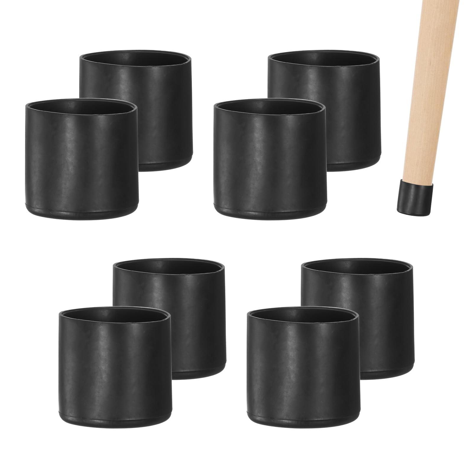 M METERXITY 8-Pack Chair Leg Caps, 1-1/4 Inch(32mm) PVC Chair Leg Floor Protectors for Folding Chairs/Metal Chairs/Furniture Table/Hardwood Floors, Round Non-Slip Cover End Tips [Black]