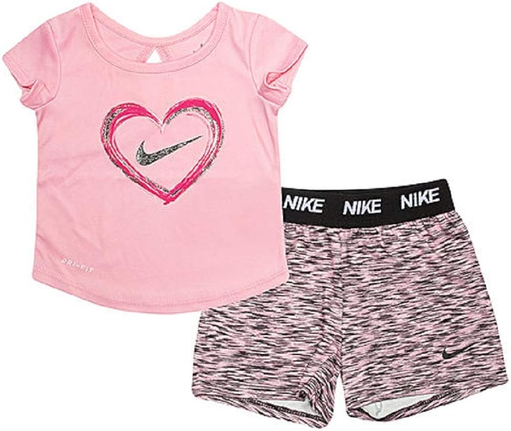 Nike Girls 2pc. Short Set 16E472A8F (24M, Pink) Clothing