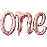KatchOn, Rose Gold One Balloon - 20 Inch | Foil One Letter Balloon | Baby 1st Birthday Decorations Girl | 1 Year Balloons | Rose Gold Birthday Decorations
