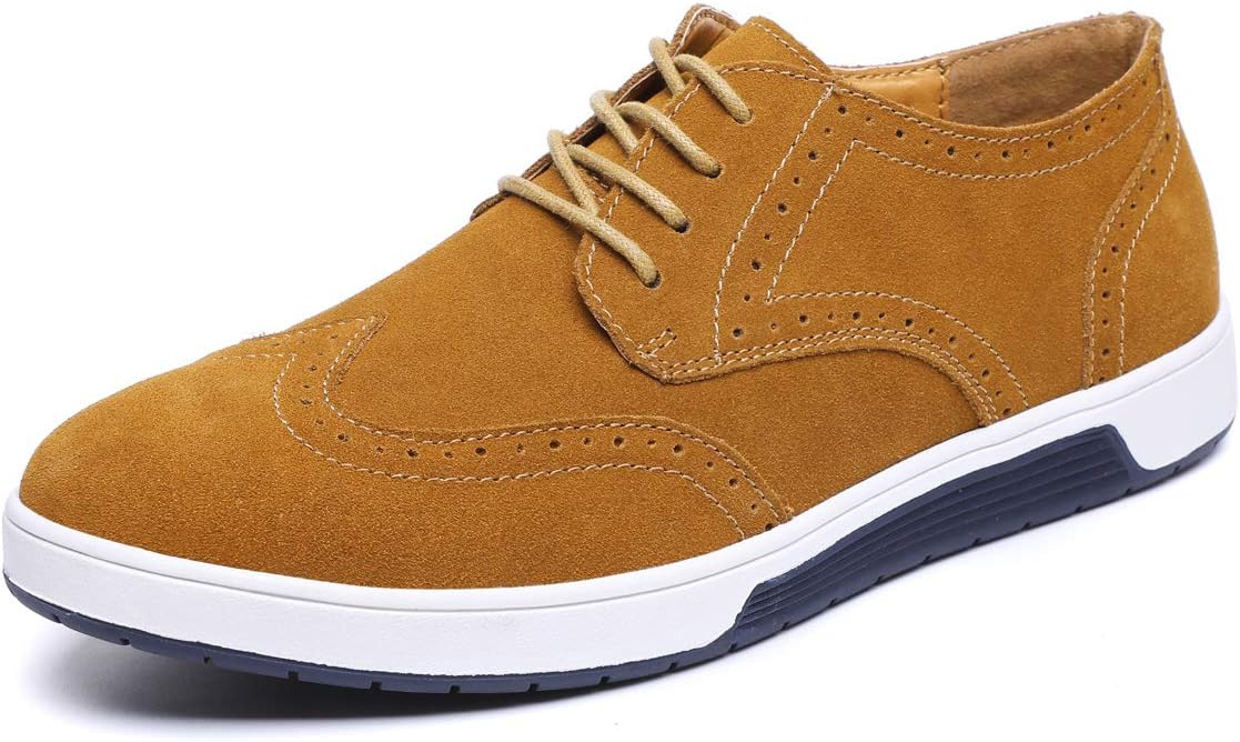 VanciLin Men's Casual Suede Leather Dress Shoes Lace-Up Brogue Oxford Shoes