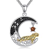 Tiger Necklace Sterling Silver Moon Moutain Pendant Necklace Tiger Jewelry Moon Gifts for Women Animal Lovers