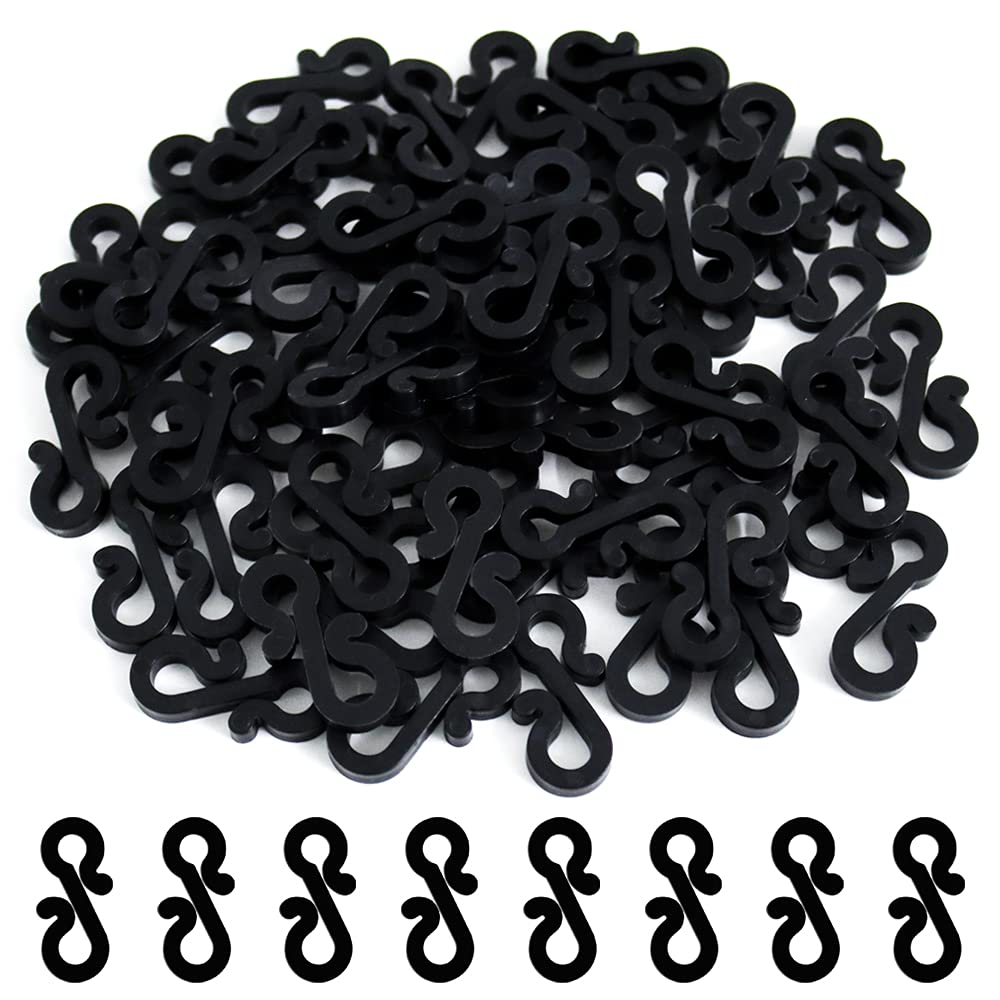 Vikdio 120 Pcs Black Gutter Hooks for Outdoor String Lights, Gutter Clips for Fixing Christmas Icicle Lights String Lights on Halloween Xmas Decorations Outdoor Garden Tree Window