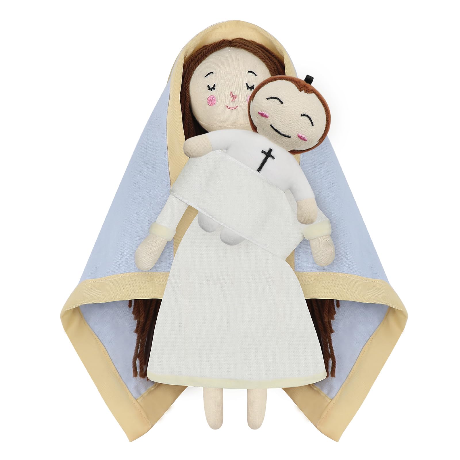 free-space Jesus Plush Doll Christ Religious Figure Toys for Boy Girl Christening Gift (Virgin Mary with Baby Jesus)
