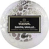 Voluspa Santal Vanille, Mini Tin Candle, 4 Ounce, 25 Hour Burn Time, Coconut Wax for Clean Burning, Handcrafted in The USA