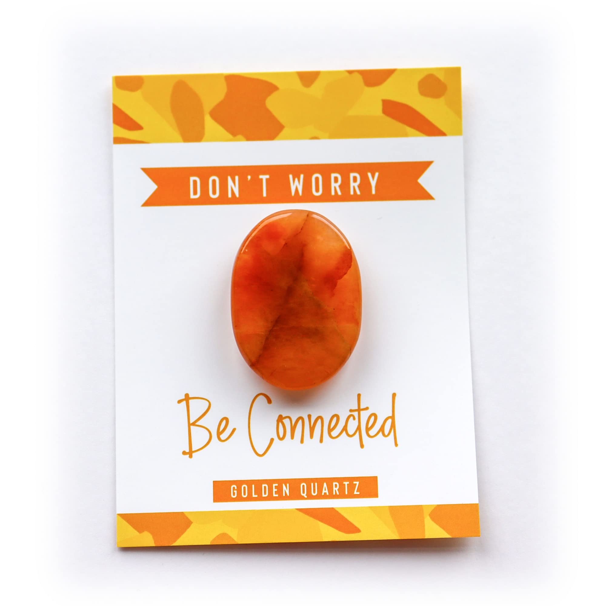 Wee Blue Coo Golden Quartz Crystal Worry Thumb Stone Meditation Spiritual Stress Relief Gift Birthday Stocking Filler Healing Energy Reiki Chakra