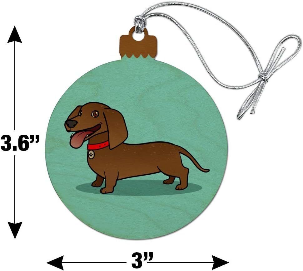 Amazon Com Graphics More Dachshund Wiener Dog Cartoon Wood Christmas Tree Holiday Ornament Home Kitchen