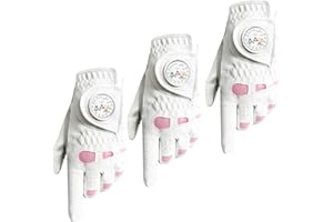 VEASAERS Women's Leather Golf Glove Extra Grip Value 3 Pack with 3 Ball Marker, Left Right Hand Soft Comfortable for Women and Girls, Fit Sizes Small Medium Large XL