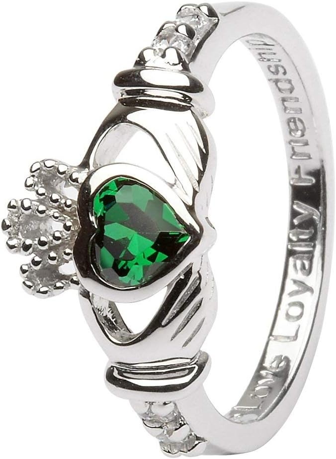 Shanore May Birth Month Silver Claddagh Rings LS-SL90-5 - Size: 8 Made in Ireland.…