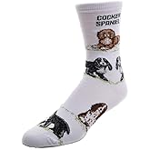 Cocker Spaniel Dog Adult Poses Socks v.2,White,Medium