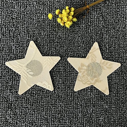 FENICAL 10 Pairs Disposable Adhesive Breast Pasties Diverse-Design Nipple Stickers Cover Invisible Breast Concealer Pad for Women (Random Types)
