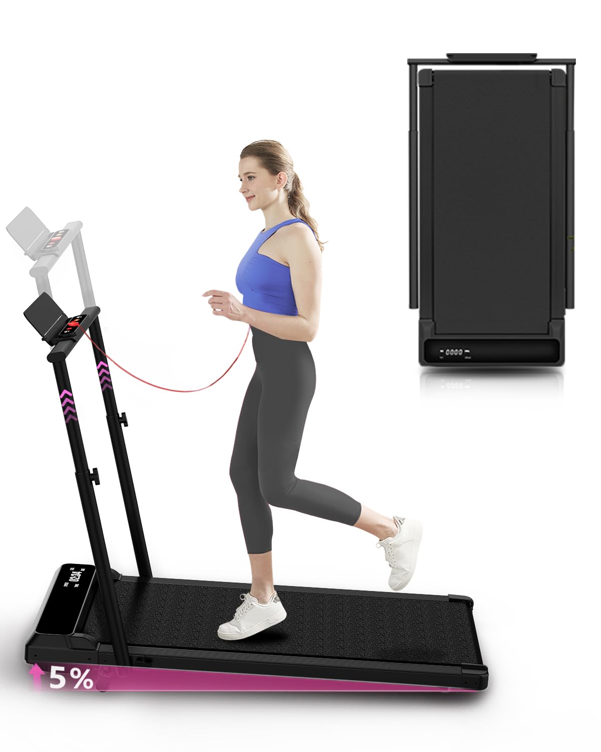 Photo 1 of **FOR PARTS** Walking Pad Treadmill with Incline, 300lbs Portable Compact Under Desk Treadmill, 3 in 1 Foldable Walking Pad with Handle Bar for Home Small Office,with Remote Control and LED Display
