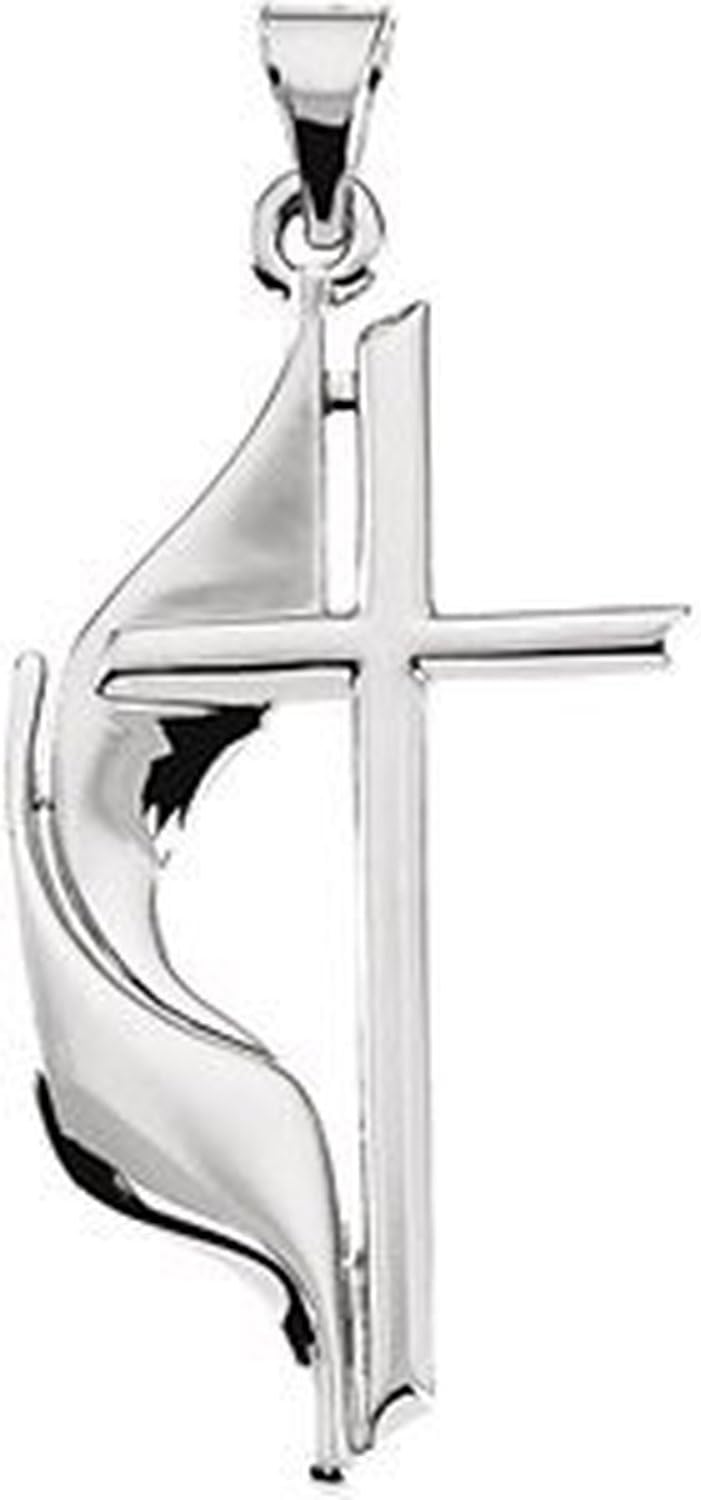 Sterling Silver 30x17.5mm, 1.2"x0.7", Methodist Cross Pendant