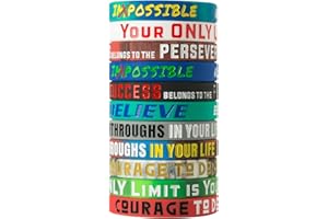 QEERBSIN 12 Pack Motivational Wristbands for Men, Women & Teens, Inspirational Silicone Bracelets Unisex Adult Wristbands