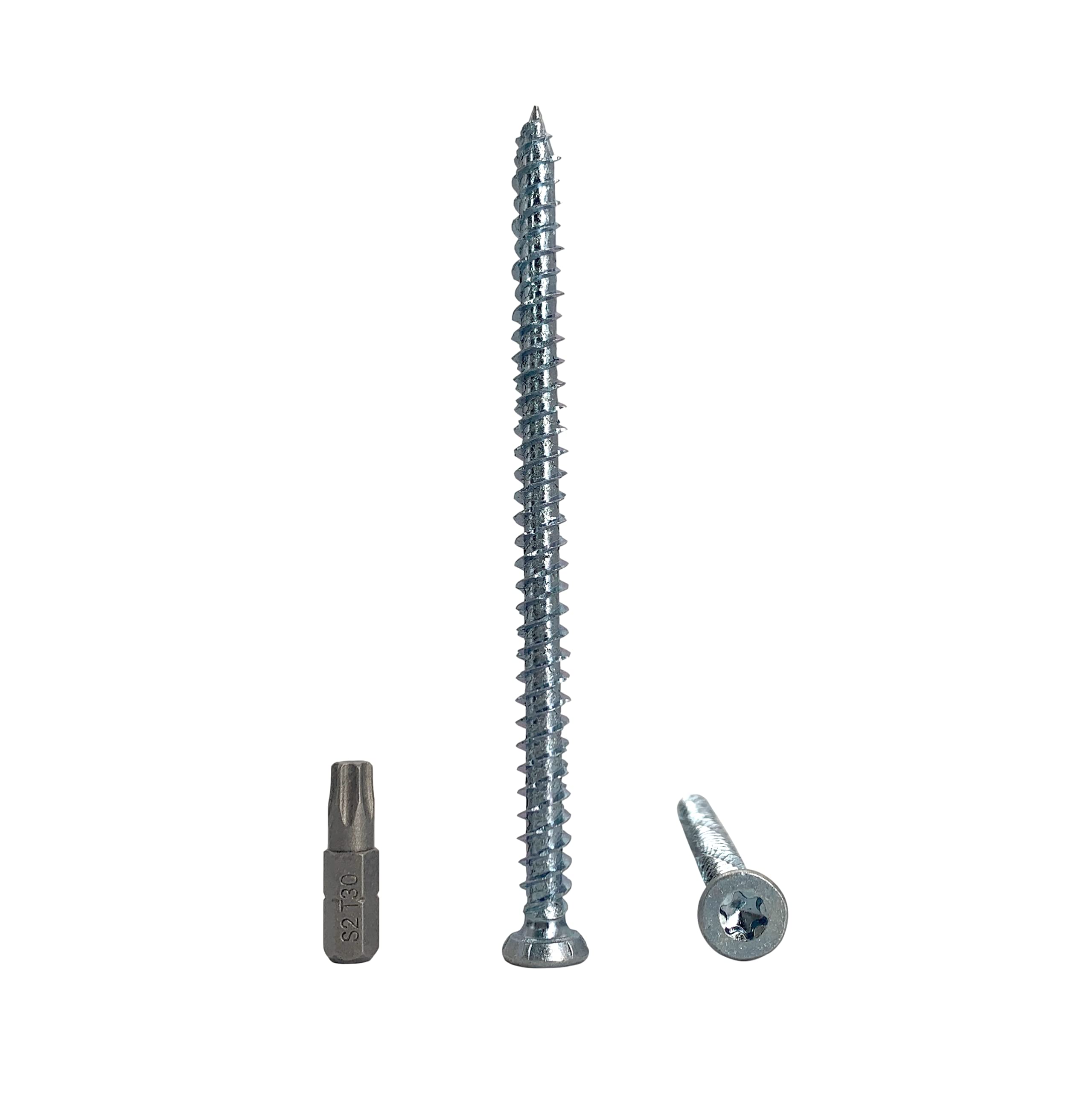 (Pack of 10 pcs) Zinc Plated Steel 7.5 x 132 mm Concrete Frame Screws, Wood Screws, Torx Head, Masonry Screw, Flat Head (10, 7.5 x 132 mm)