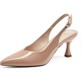 Elisabet Tang Women's Kitten Heel Slingback Low Pumps 3 Inches Stiletto Pointed Closed Toe Elegant Dressy Bridal Wedding Party Shoes