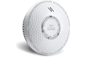 Ecoey Smoke Detector Carbon Monoxide Detector Combo, 10-Year Battery Combination Smoke Carbon Monoxide Alarm, Fire and CO Alarm with Test and Silence Function,1 Pack