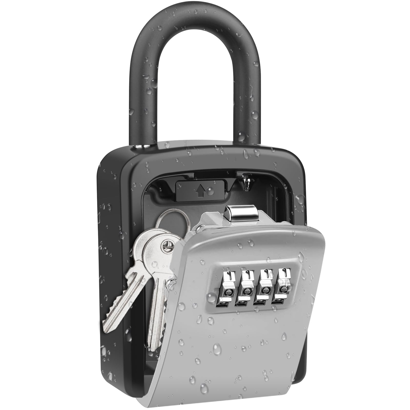 Diyife Key Safe, [Weatherproof] Portable Lock Box for Keys Outdoor with Removable Shackle, Hangable Combination Key Lock Box for Home Office Garage School Airbnb, Free of Installation (Grey)