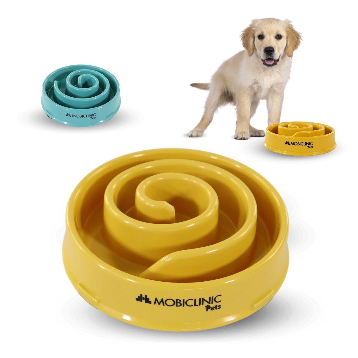 Mobiclinic® Pets, Anti-Slinging Bowl Dogs, Non-Slip, Spiral Shape, Cat and Dog Bowls for Small Medium Size Pets, Digestive, 500 ml, Easy to Clean, Robust and Durable, Pets, Slow Feeder Dog Bowl