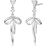 DAILY VIBES Dainty Gold Pearl Drop Dangle Earrings for Women 925 Sterling Silver Post Cute 14K Gold Plated Cubic Zirconia Small Heart Bow Earrings for Women