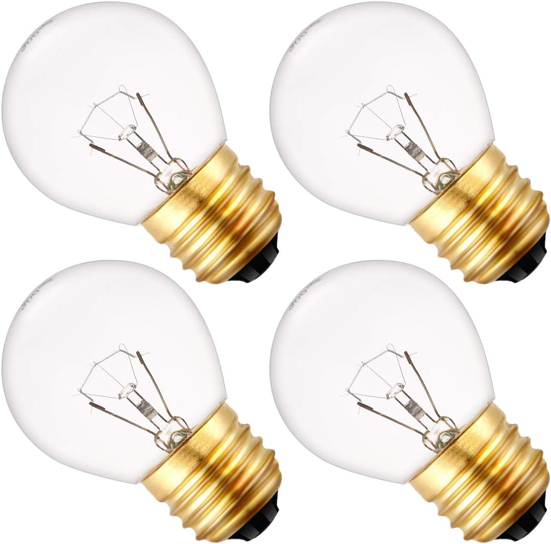 40 Watt Appliance Light Bulb, Techgomade G45 Shape Microwave Oven Bulb Replacement, E27/E26 Medium Brass Base Clear Glass Oven Bulb for Microwave, Refrigerator, Salt Lamp, Warm White, 400Lumen, 4 Pack