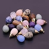 QSLLER Natural Stone Pendants,Drop Shape Natural Semi-Precious Stone (16x30mm) Pendant Charms（16x30mm）Charms for DIY Jewelry Making Necklace Bracelet(4PCS Random Colors)