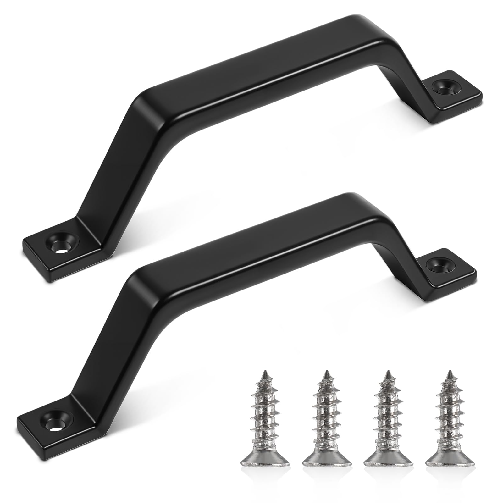 ZEYIYER 2 PCS Sliding Door Handles, 16 cm Barn Door Handle Matt Black Pull Handle Gate Handles for Closet Garage Shed Cabinets with Screws