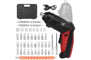 JENABOM Electric Screwdriver, 3.6V Cordless & Rechargeable Screwdriver Set, 47pc Drill Set with Led Lights, USB Charging Cable