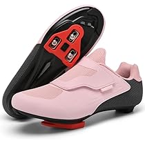 Chaussures Vélo Peloton Femme (Pointure US 9) - Noir/Rouge, à Crampons