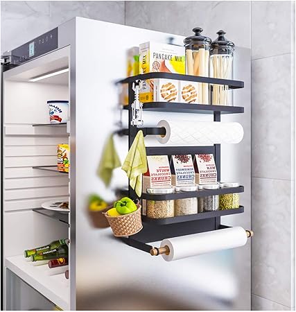 Amazon Com Refrigerator Magnetic Organizer Rack 5 Layer Fridge