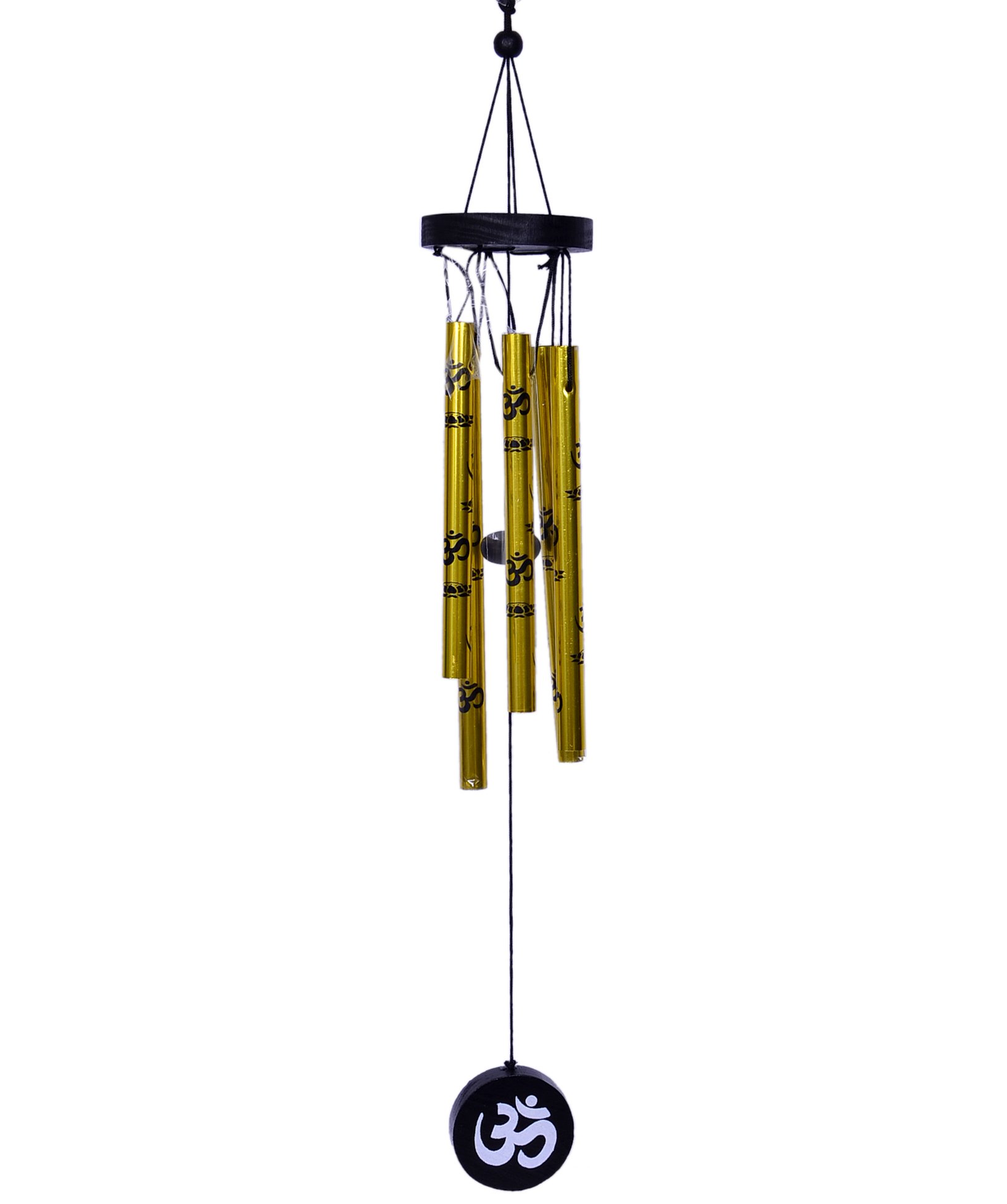 Purpledip Metal Feng Shui Wind Chime Om: Good luck & Positive Energy Melodious Hanging Showpiece For Living Room, Balcony Or Verandah (10423)