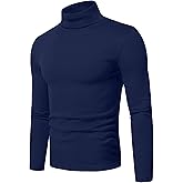 Askdeer Men's Turtleneck Shirts Cotton Long Sleeve Thermal Pullover Sweater Lightweight Thermal T-Shirts
