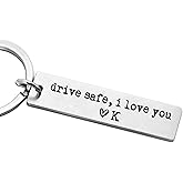 CYLDGNS Drive Safe I Love You Keychain – Personalized Initial Engraved Keychain for Him or Her, Custom Gift for Boyfriend Husband, Anniversary Birthday Present