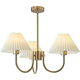 KCO Lighting 3 Light Chandelier Light Fixture Traditional Pleated Chandelier Small Vintage Entryway Chandelier Mid Century Mo