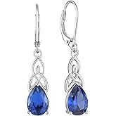 Starchenie Celtic Knot Drop Dangle Earrings for Women 925 Sterling Silver Leverback Earrings Birthstone Jewelry