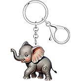 DOWAY Acrylic Floral Elephant Keychain,Boho Key Chain Accessories Backpack Purse Charms for Handbag Kawaii Gifts for Women